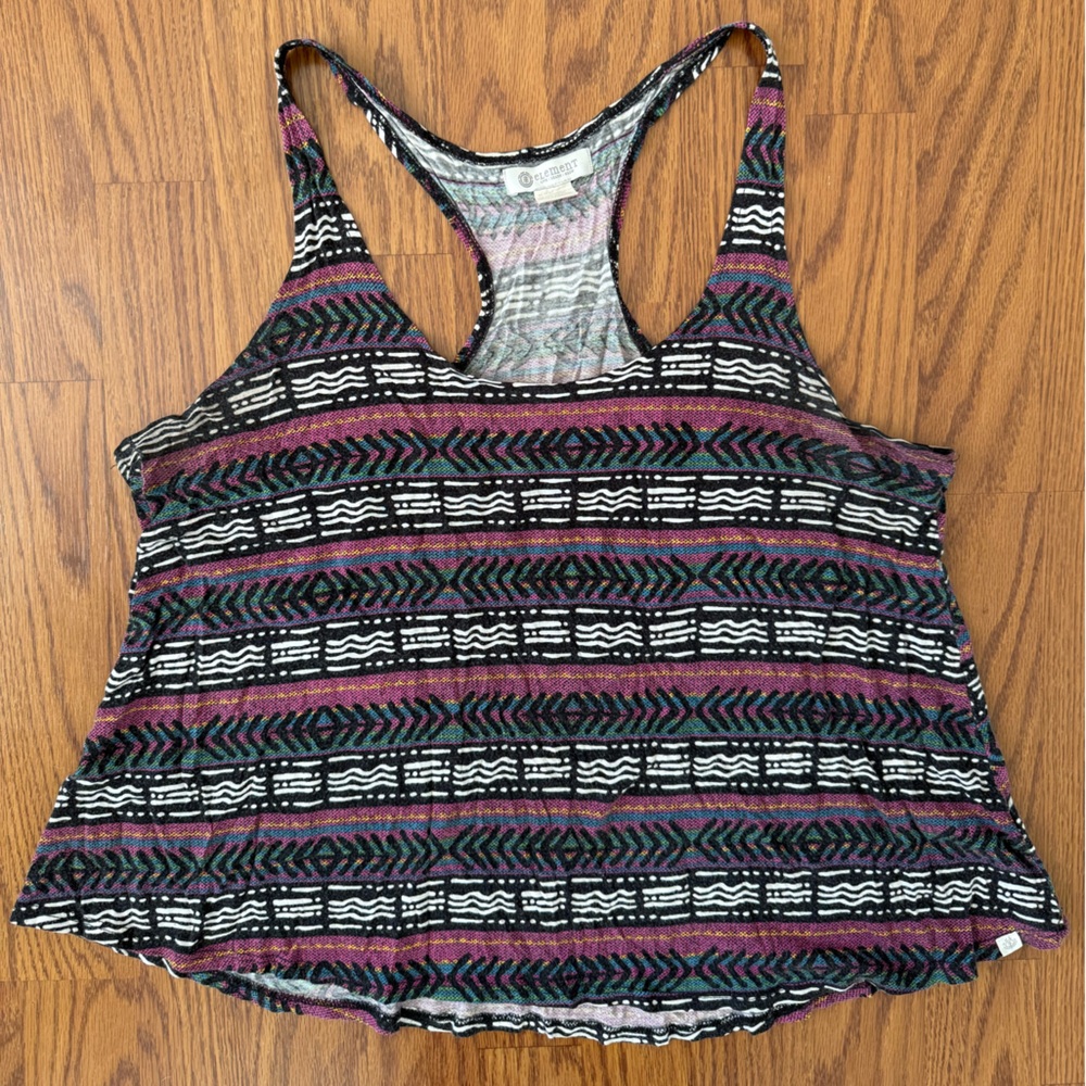 Element Women’s Multi colored Tribal Racerback Flowy Tank Top - Size Small - Picture 2 of 8